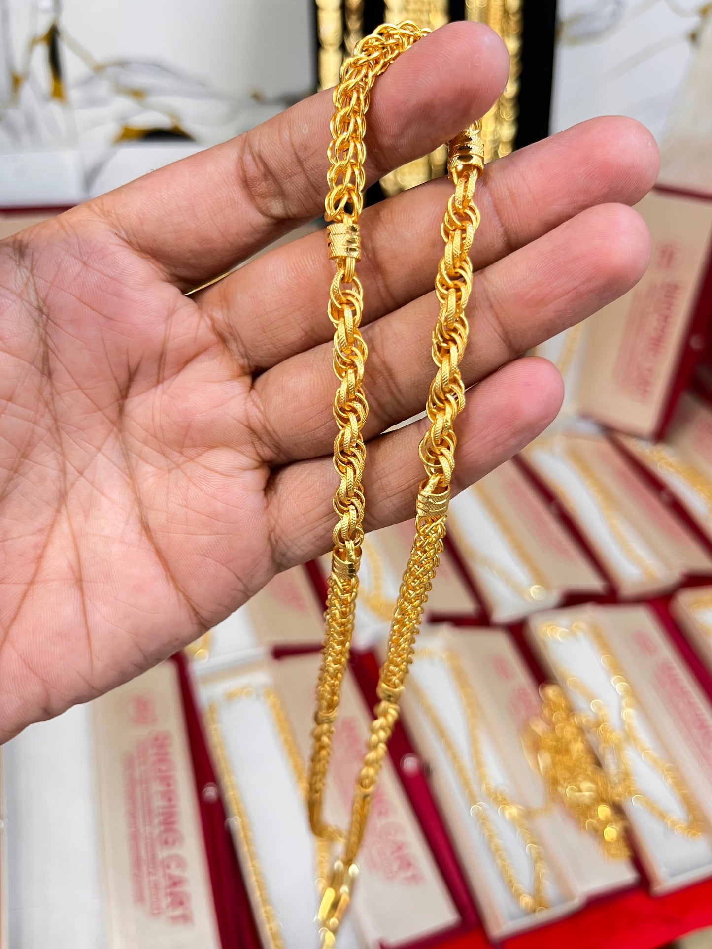 One gram gold plated jigjeg chain with jeguar pandent