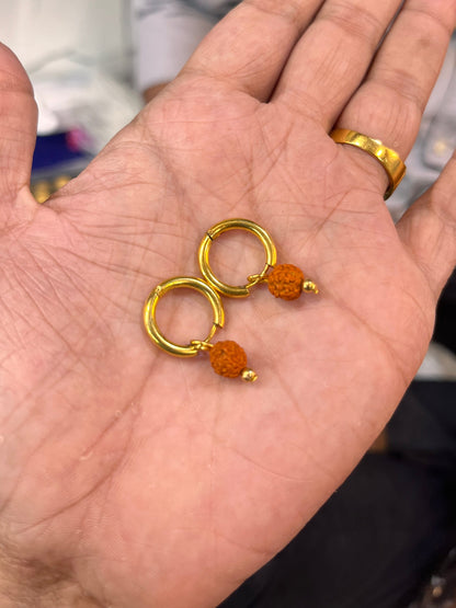one gram gold plated rudhraksh men’s earrings