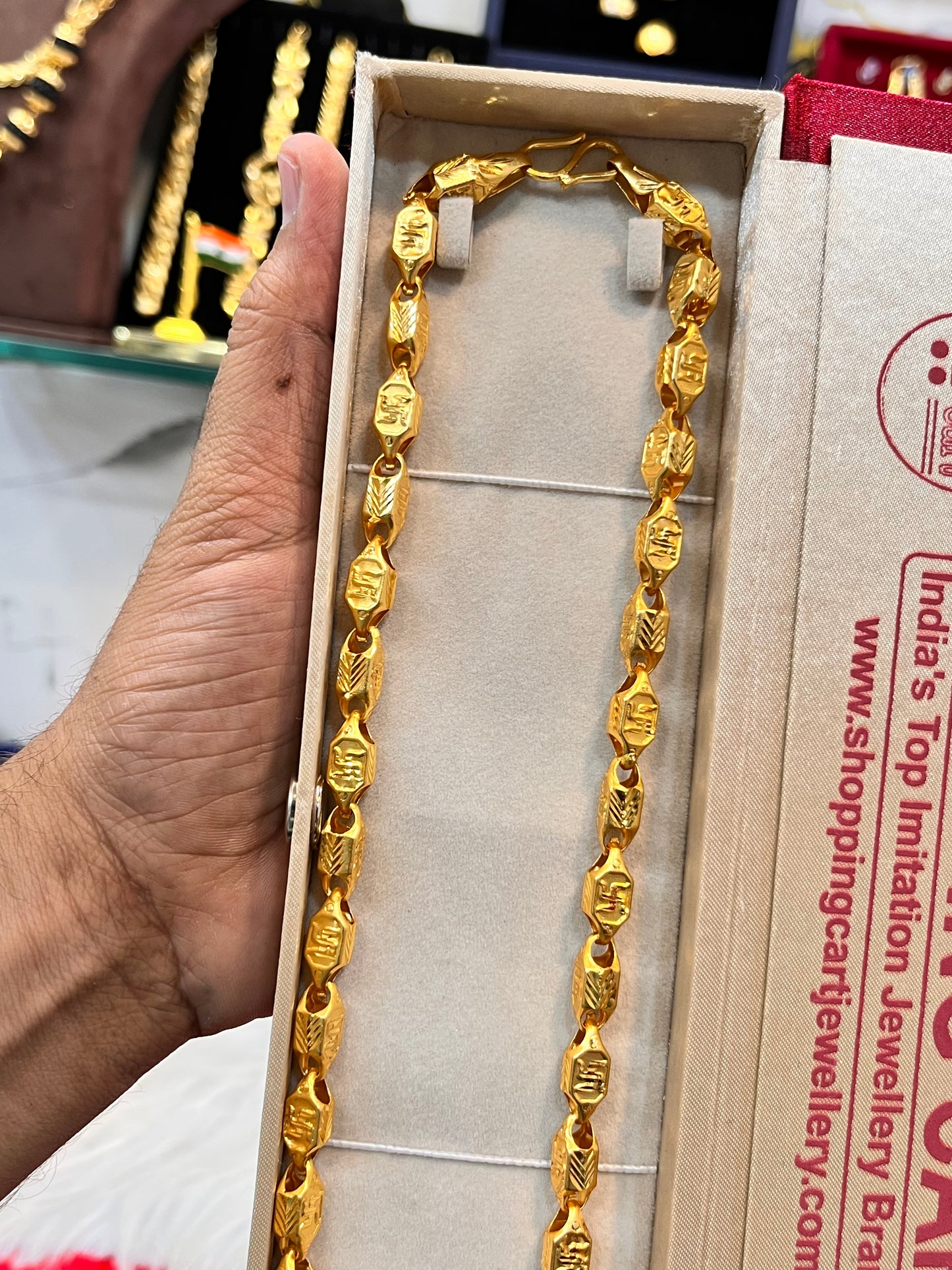 one gram gold plated swastik design heavy chain