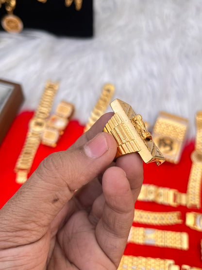 one gram gold plated ashok stumb long design ring