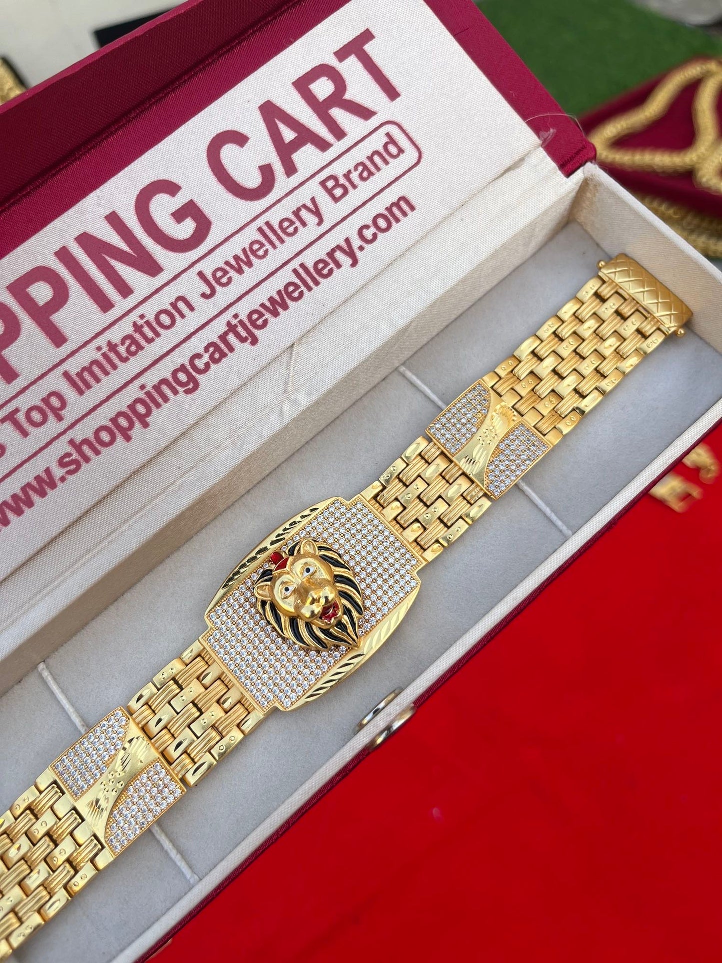 one gram gold plated lion design big bracelet