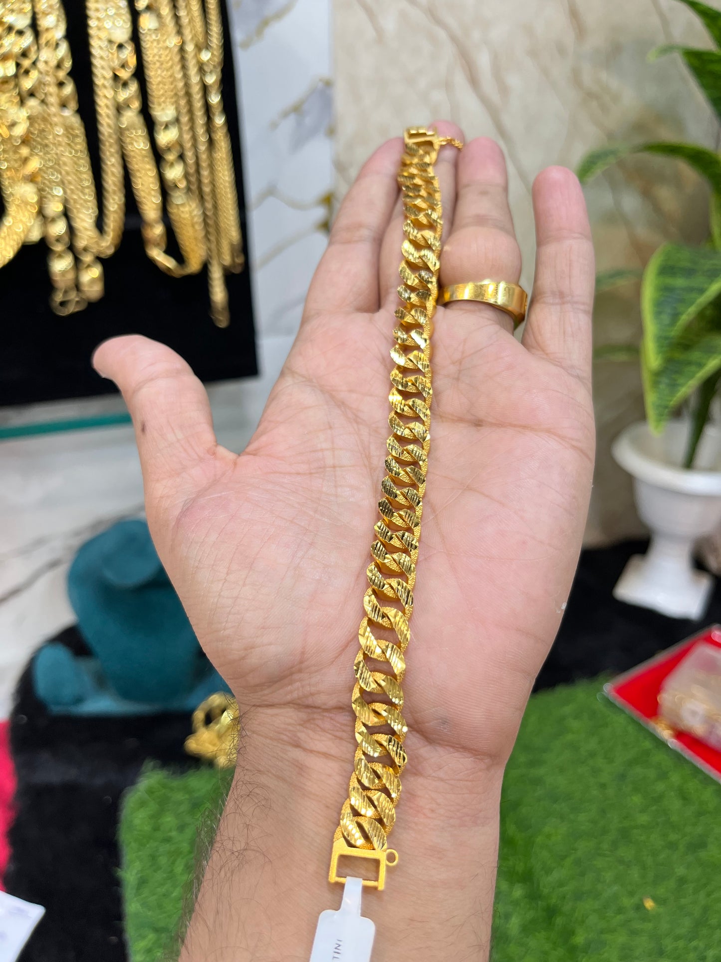 One gram gold plated premium lock design bracelet