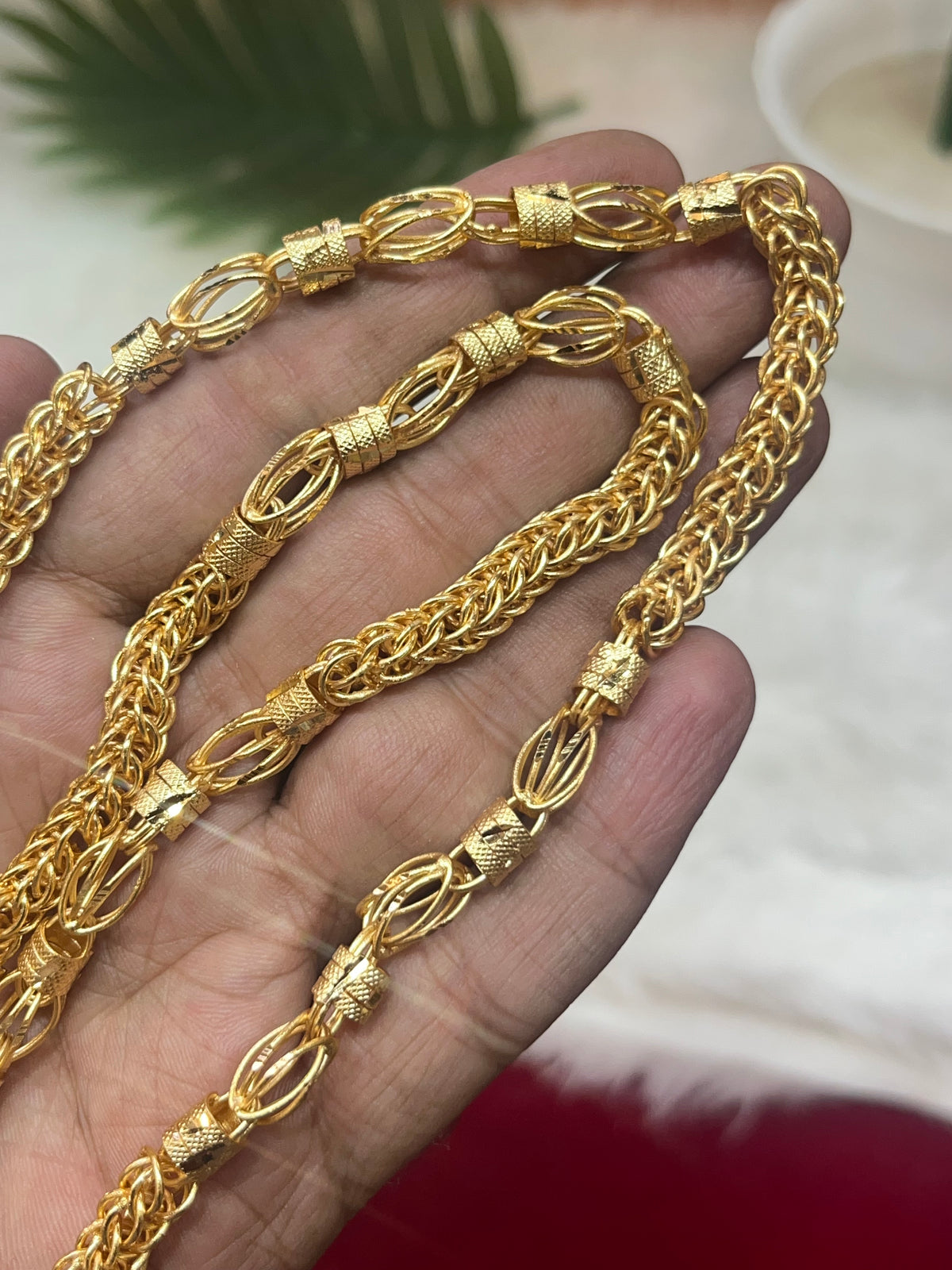 One gram gold plated indo design chain with big maa pandent