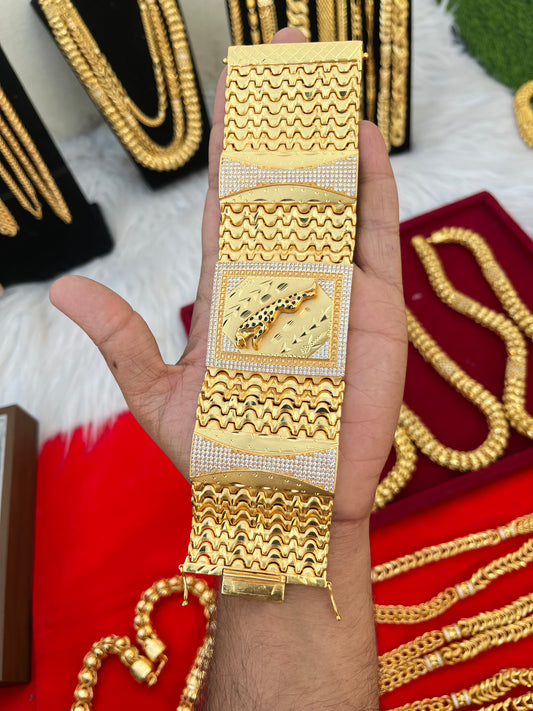 one gram gold plated heavy jeguar bracelet
