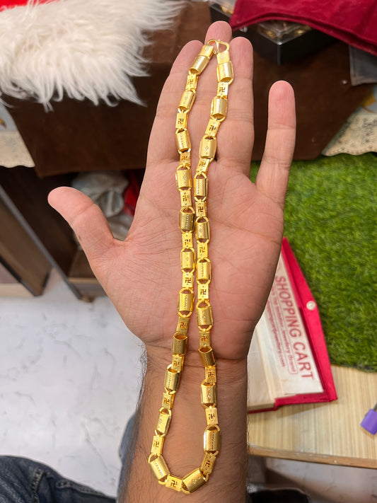One gram gold plated swastik design navabi chain