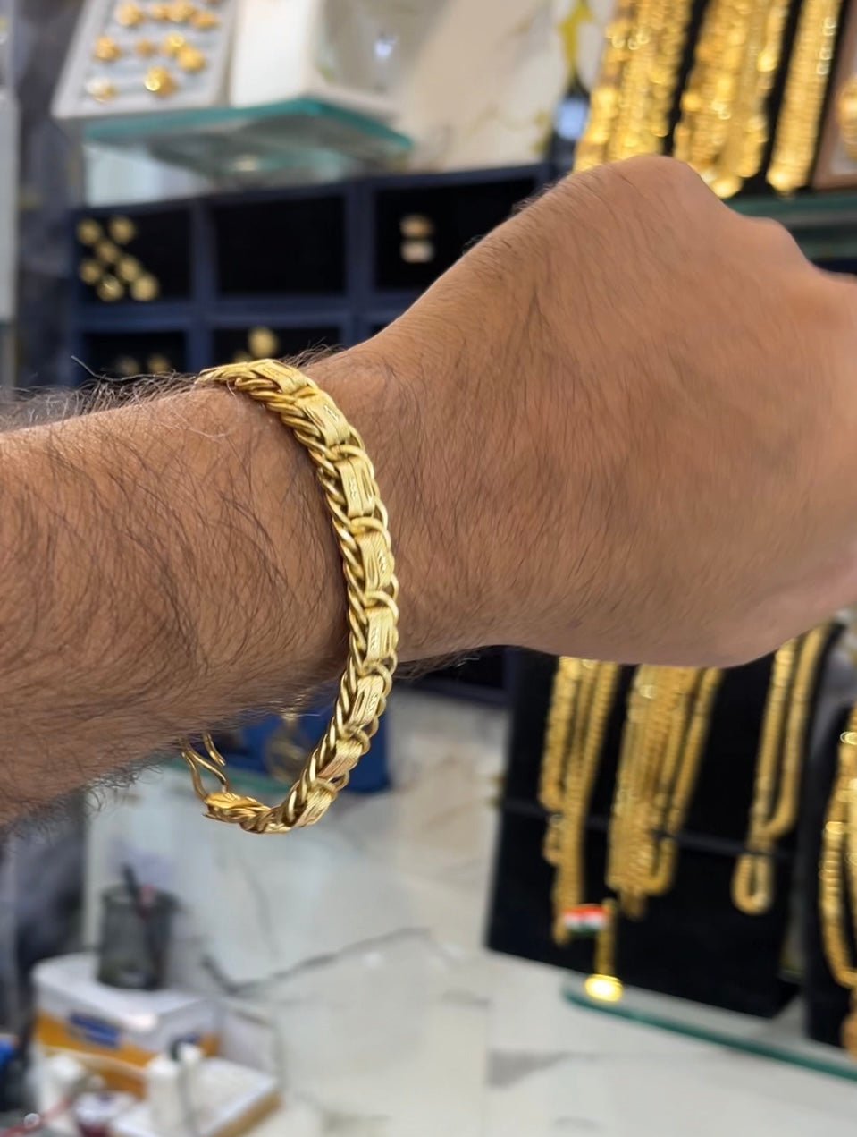 one gram gold plated flat design bracelet