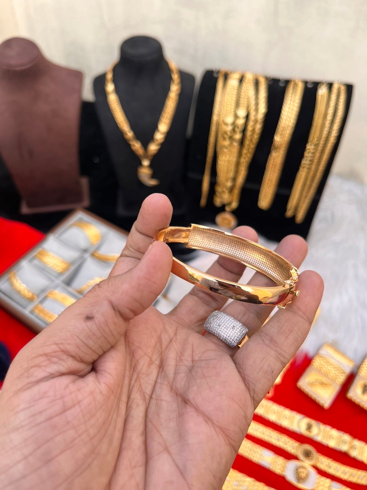 Combo bracelet & ring fully daimond rose gold plated premium quality