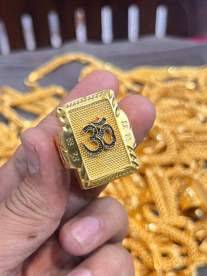 one gram gold plated om heavy ring