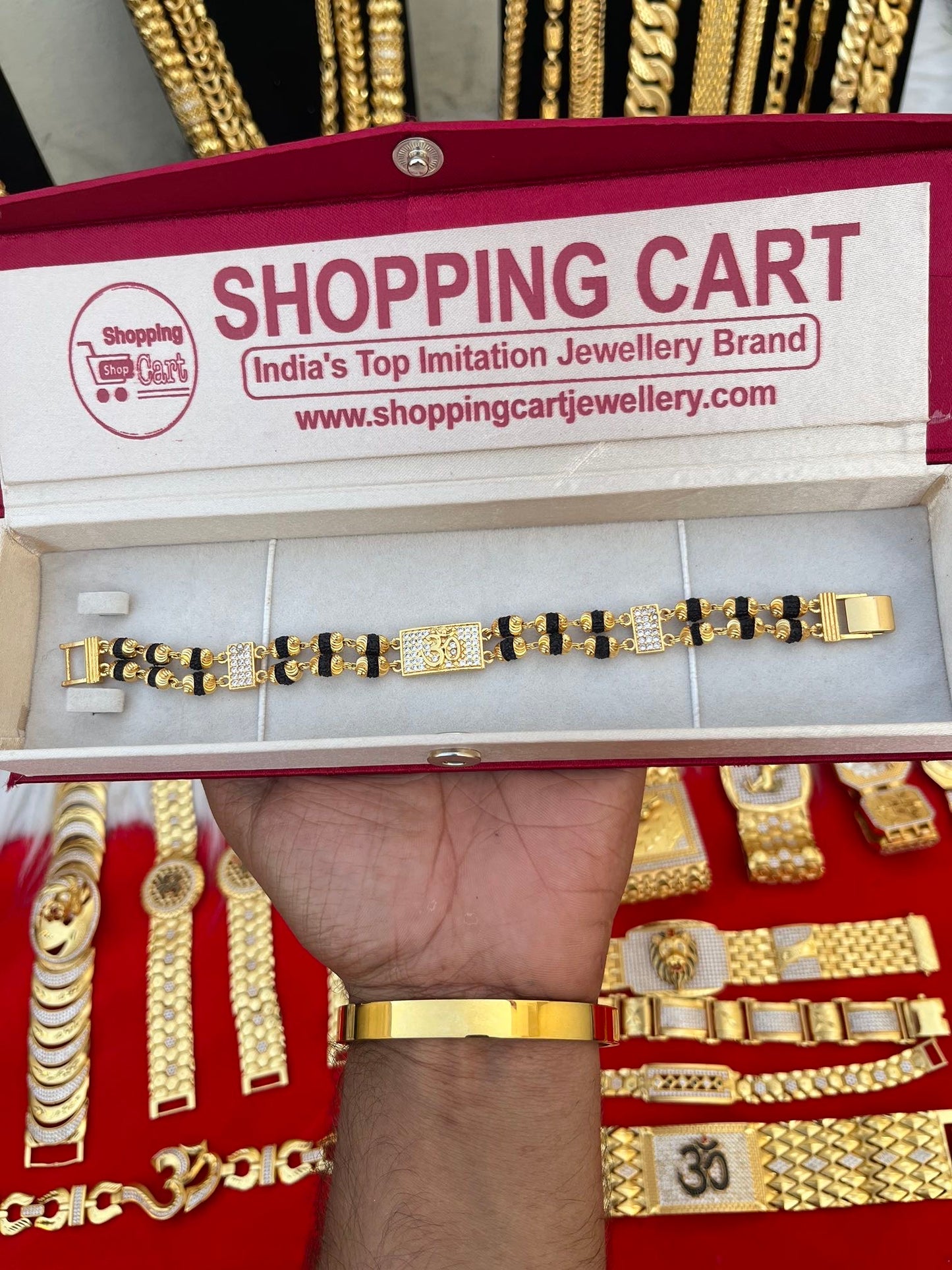 one gram gold plated rudhraksh om bracelet