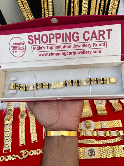 one gram gold plated rudhraksh om bracelet
