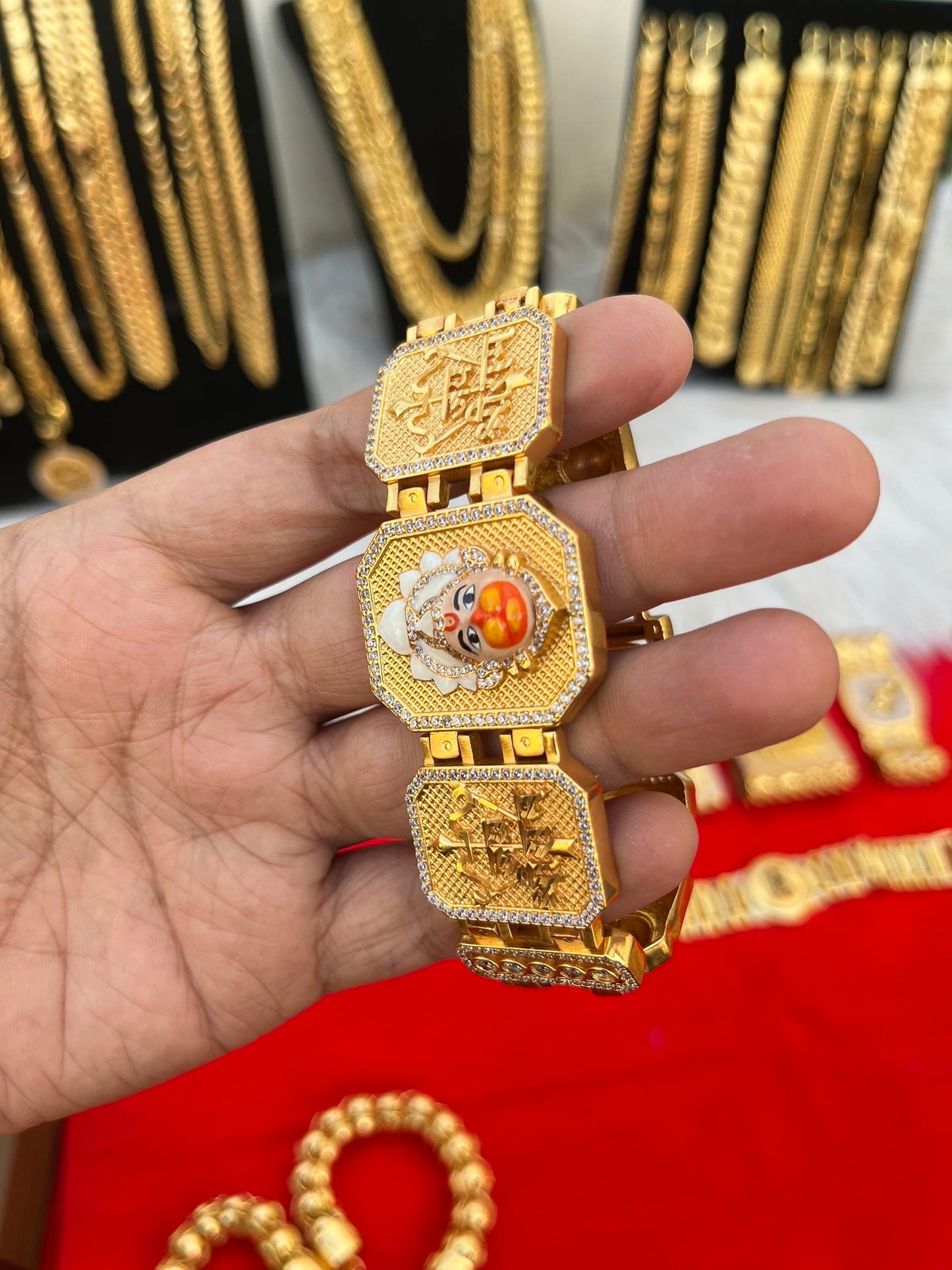 one gram gold plated hanuman ji design bracelet