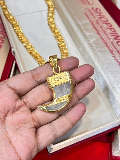 One gram gold plated flat chain with neals pandent