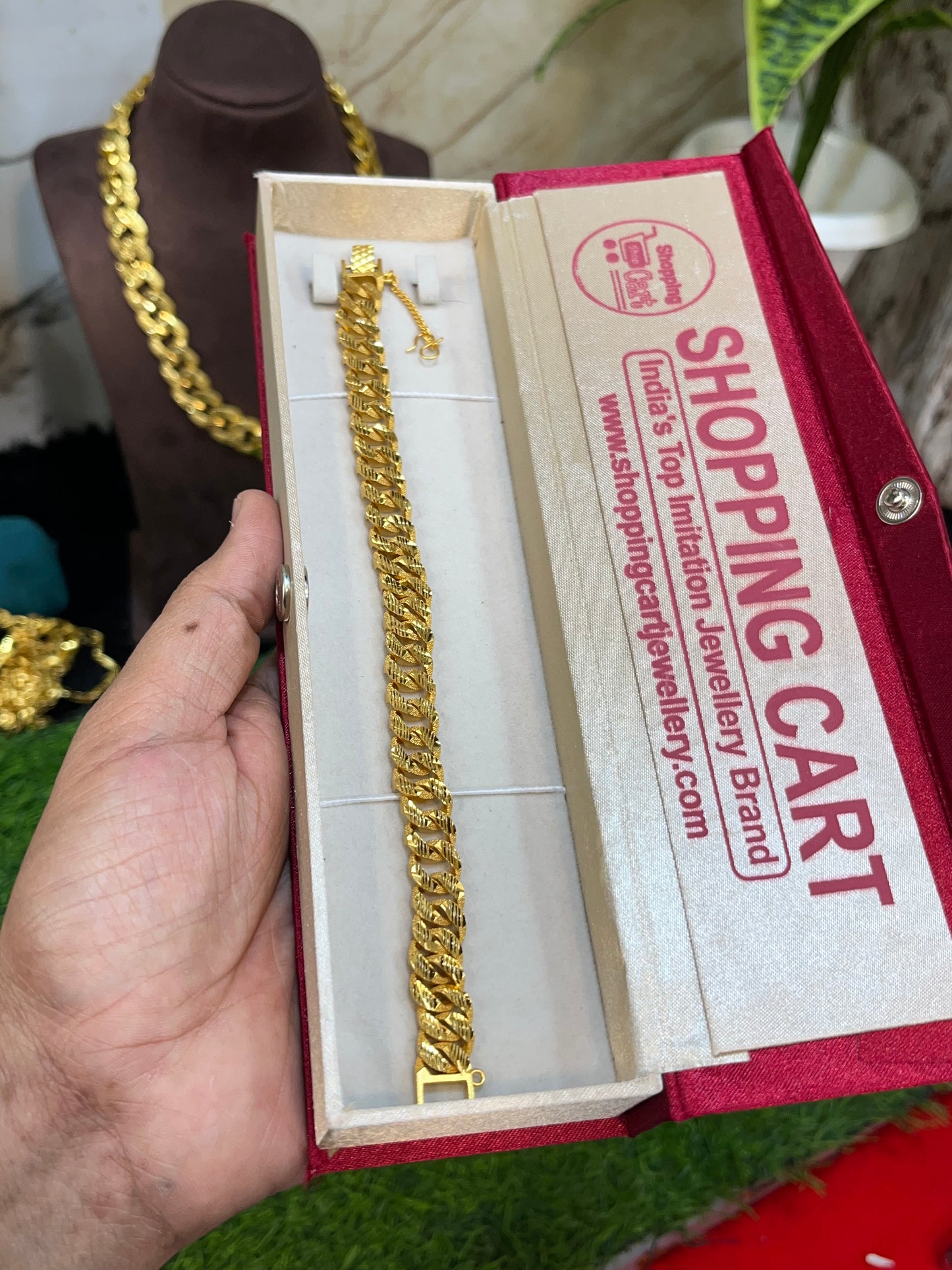 One gram gold plated premium lock design bracelet