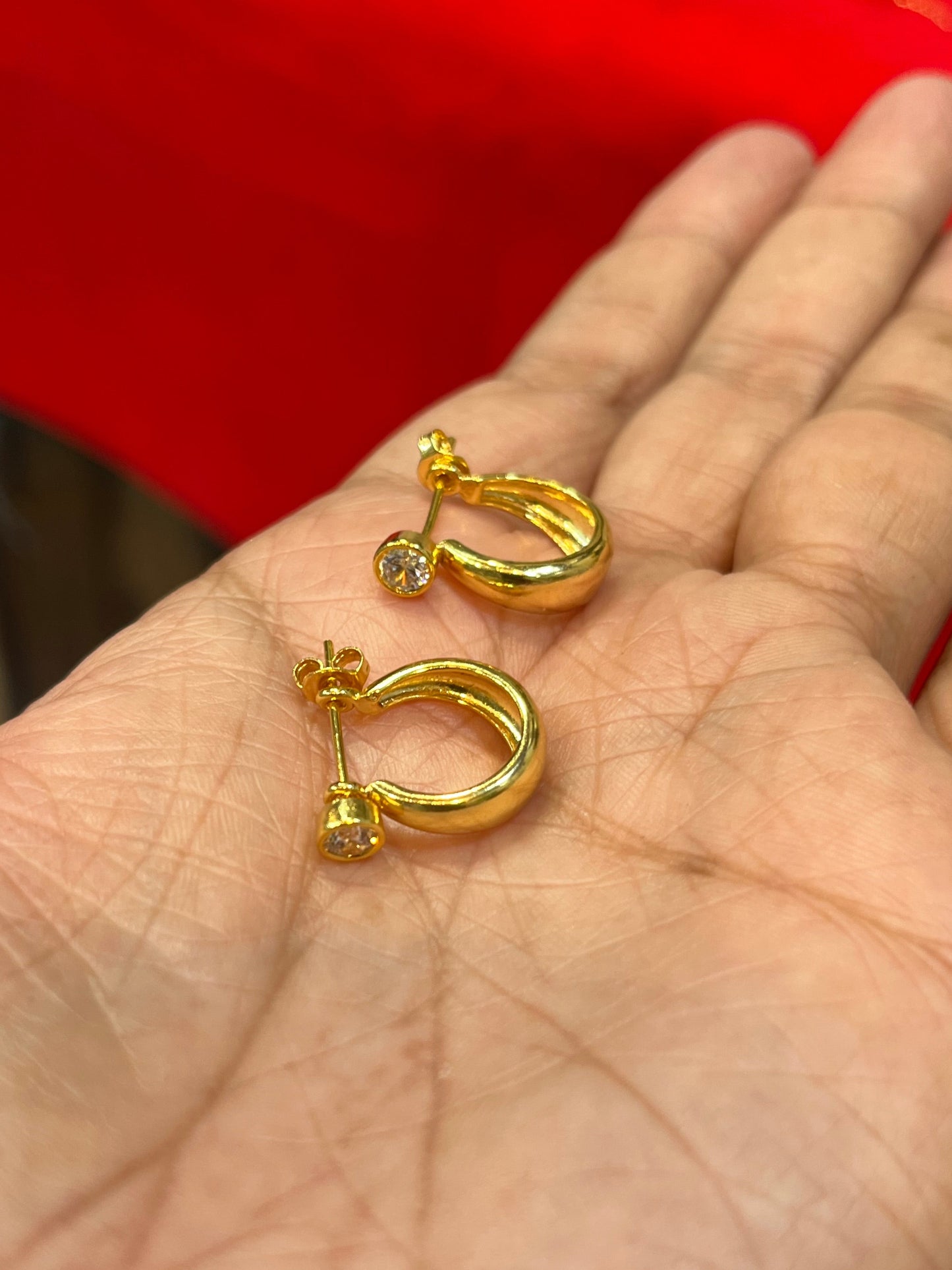 one gram gold men’s daimond stung design earrings