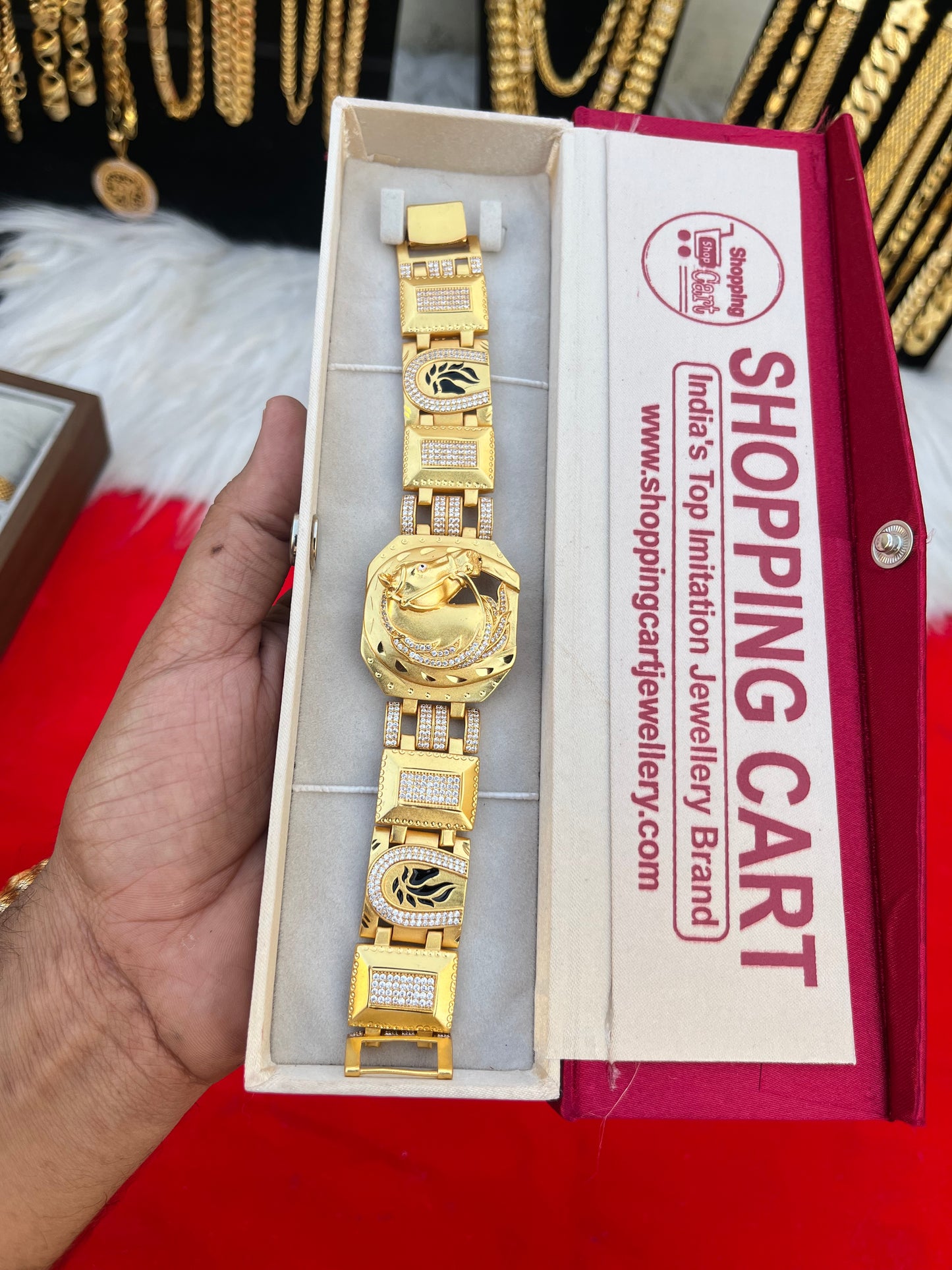 one gram gold plated 3D horse design bracelet