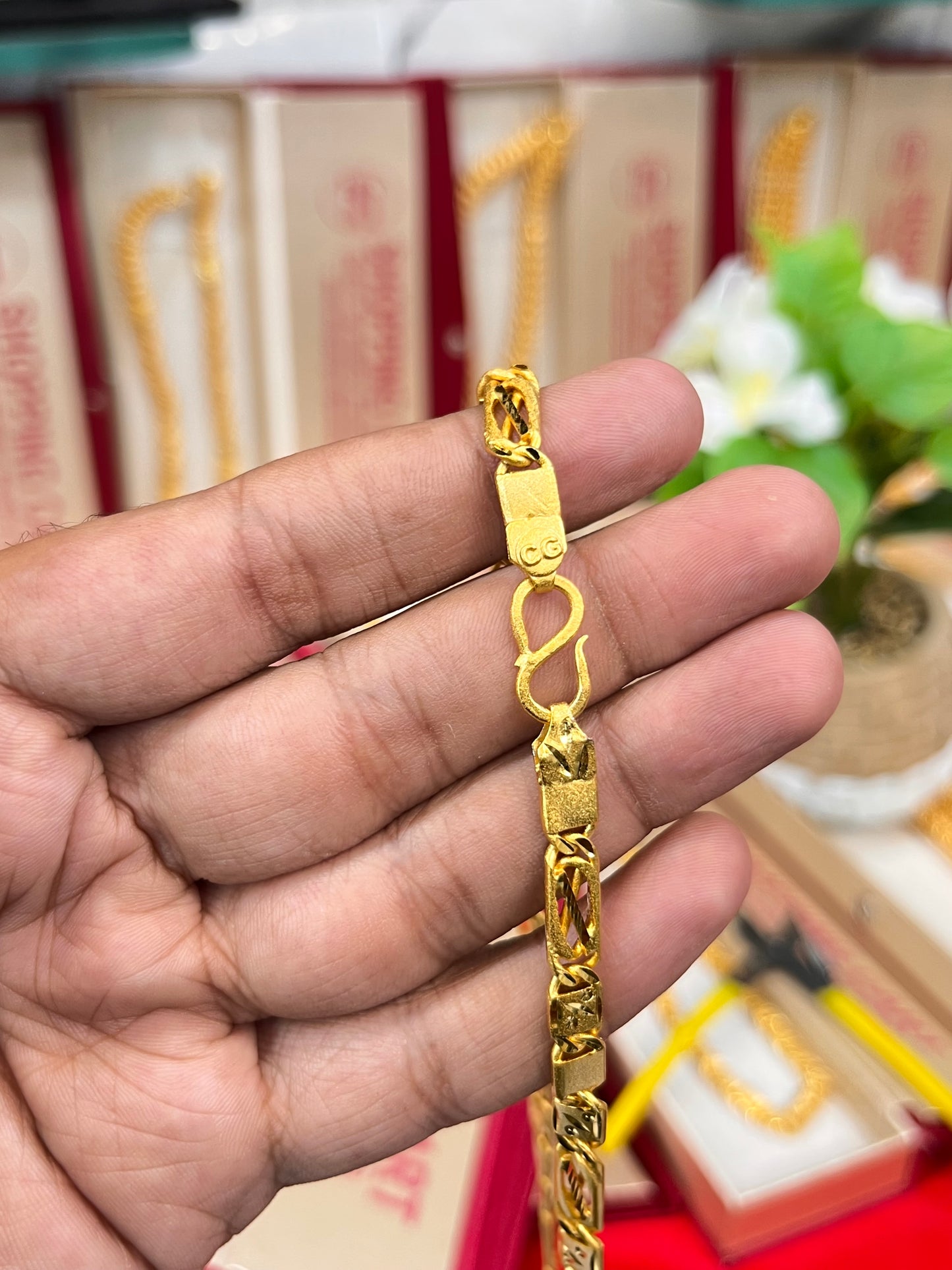 One gram gold plated cross navabi design chain
