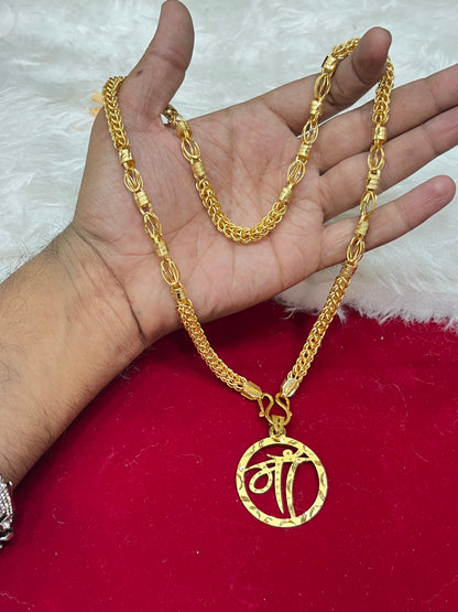One gram gold plated indo design chain with big maa pandent