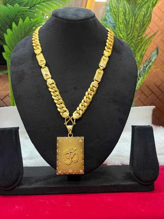 one gram gold plated om big biscuit pandent