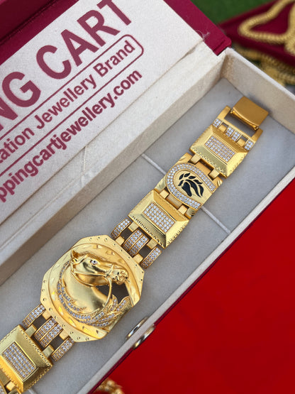 one gram gold plated 3D horse design bracelet