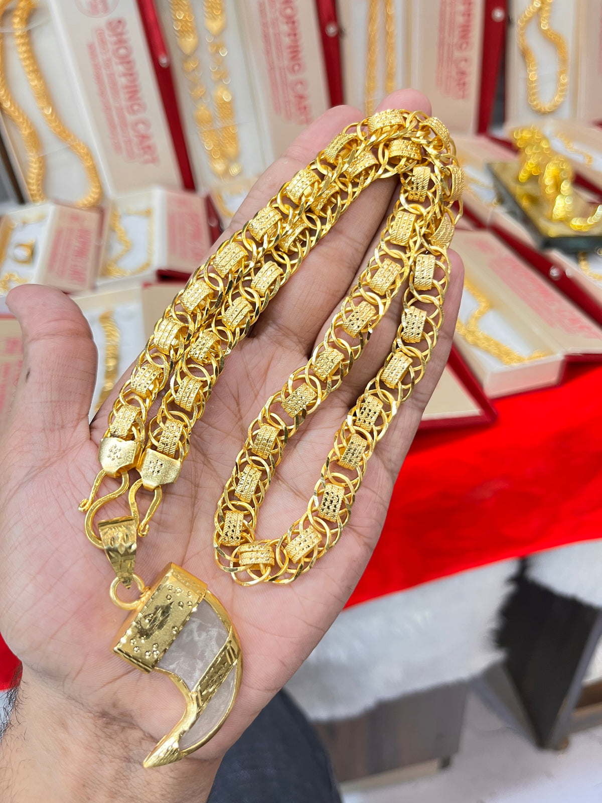 One gram gold plated flat chain with neals pandent