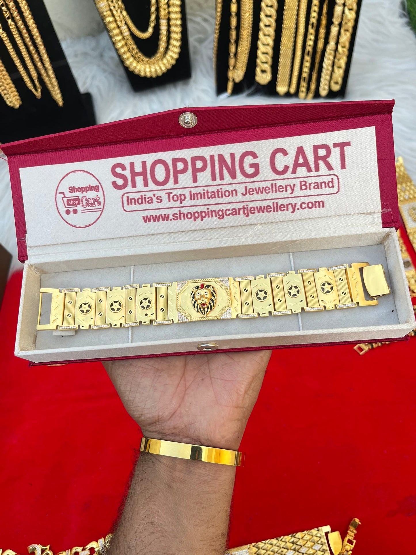 one gram gold plated lion big design bracelet