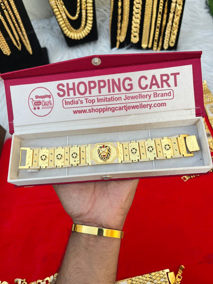 one gram gold plated lion big design bracelet
