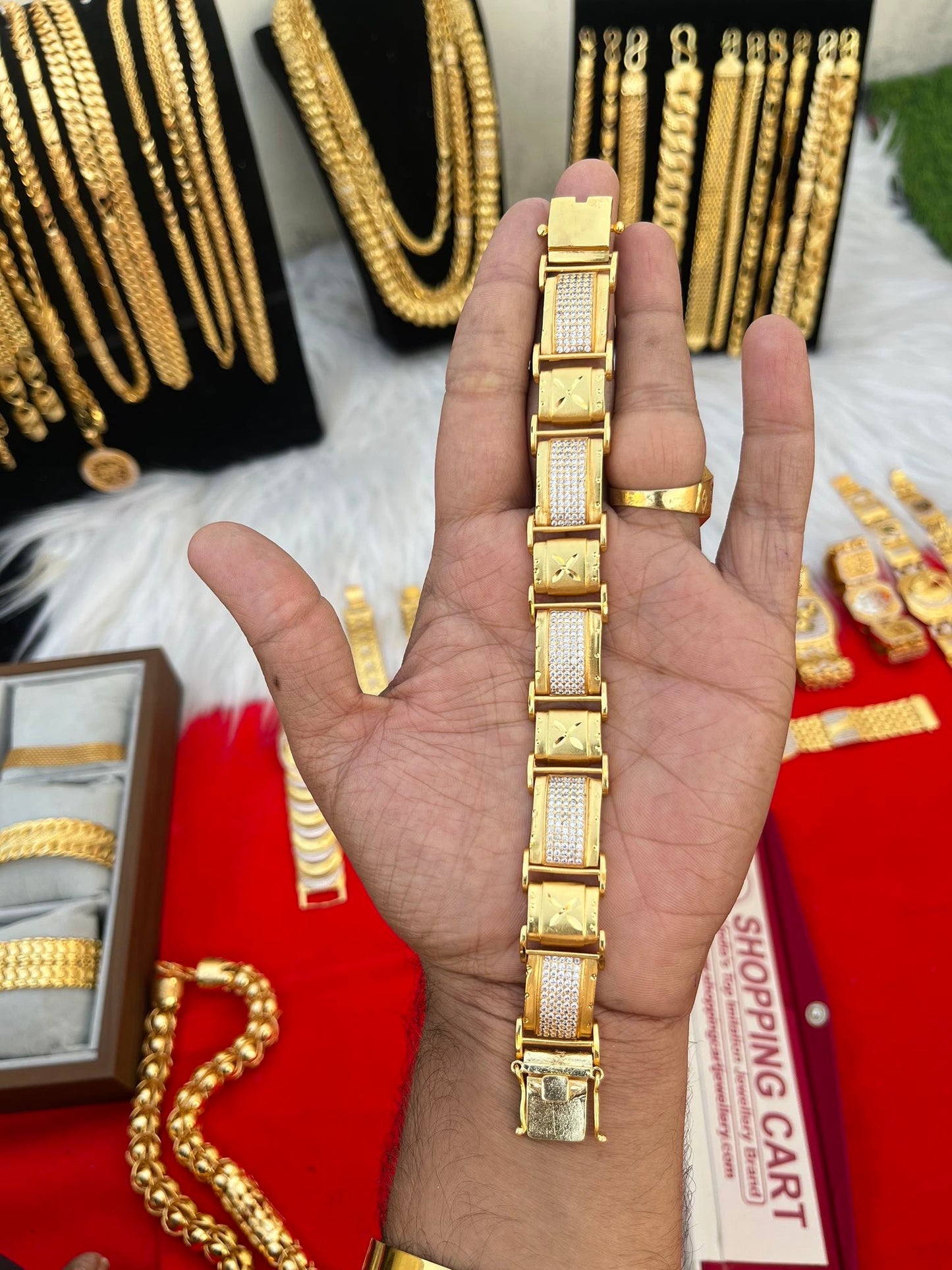 one gram gold plated daimond heavy bracelet