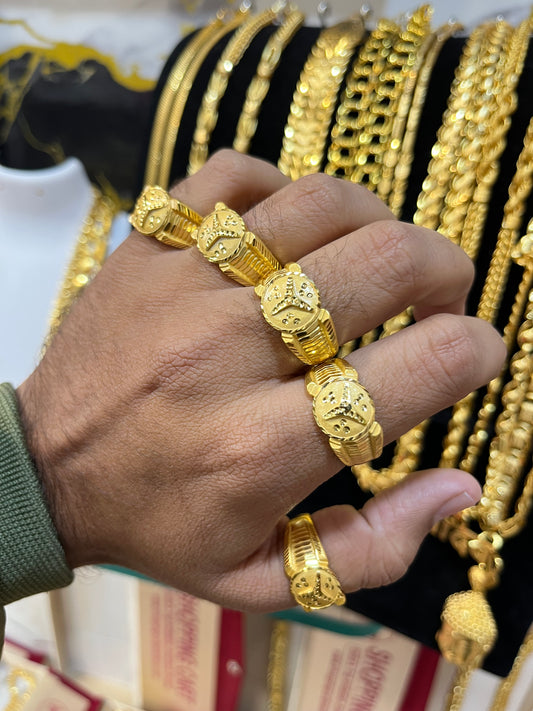 5pack of primium maharaja design premium gold polished rings