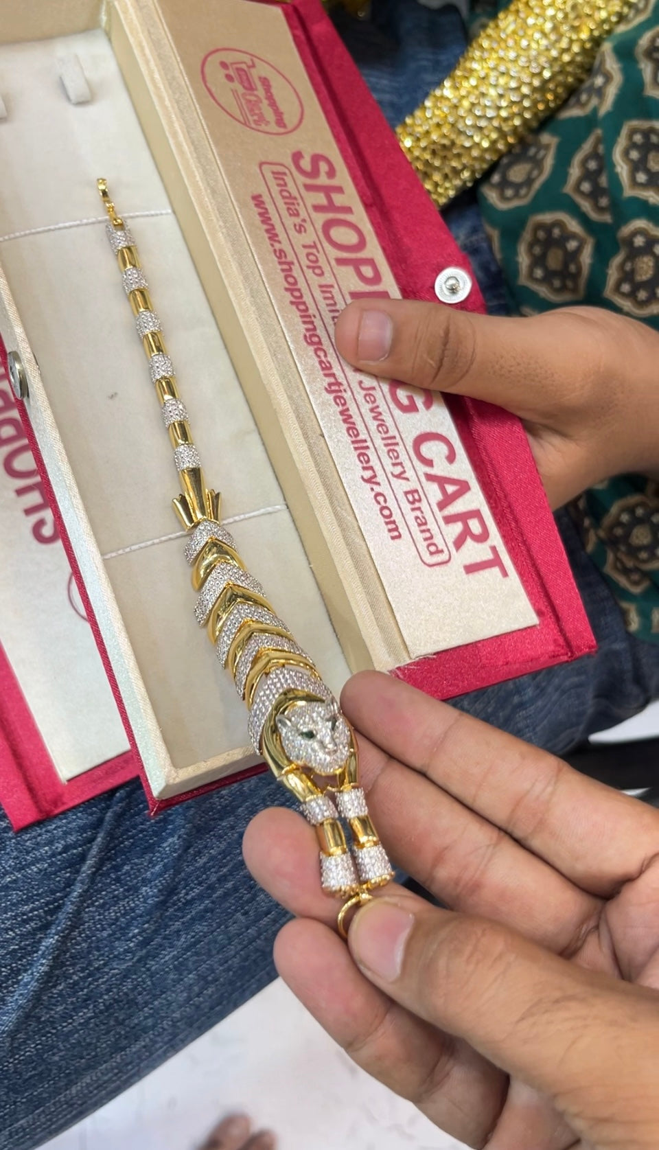 One gram gold plated lion daimond bracelet