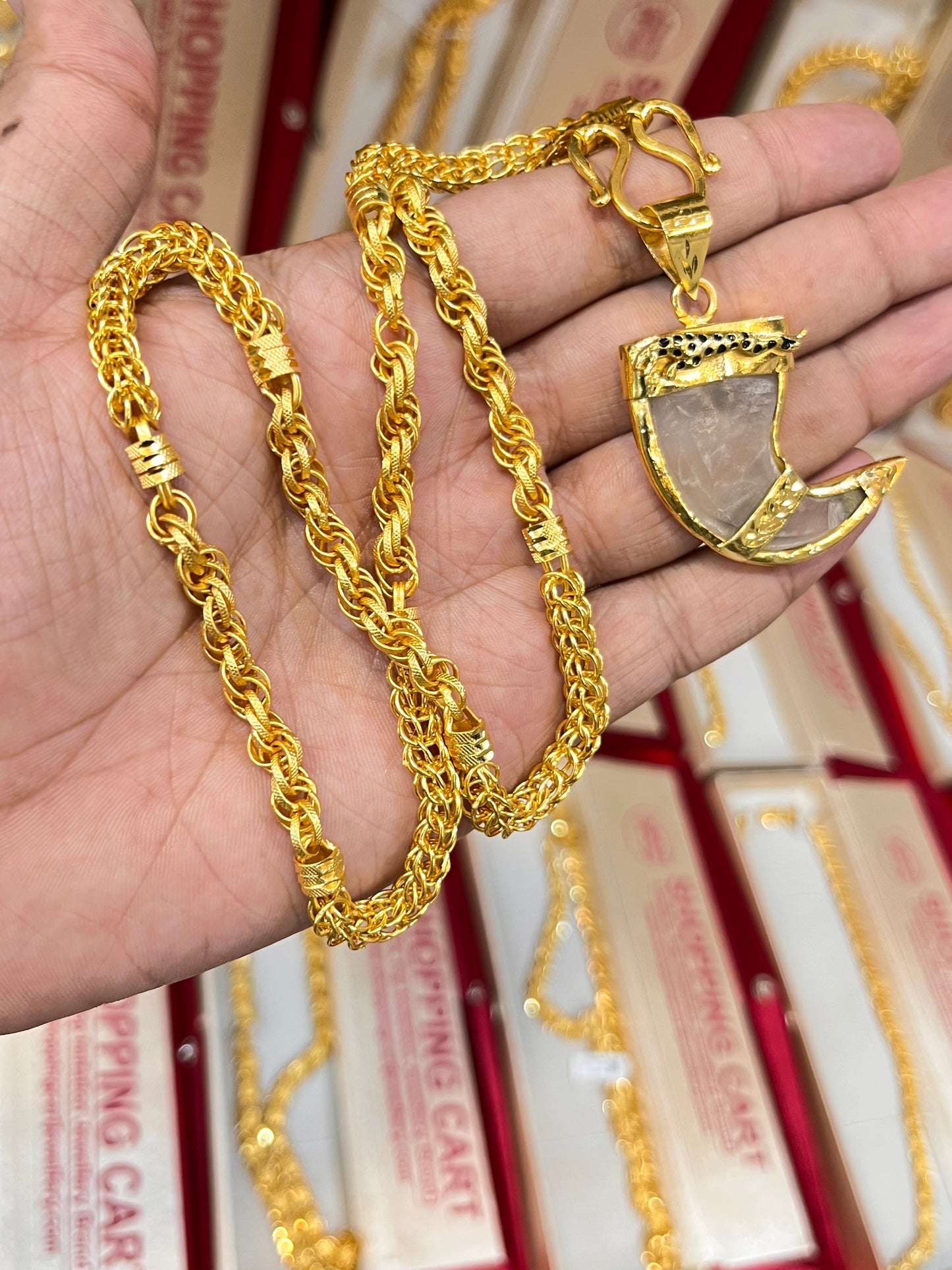 One gram gold plated jigjeg chain with jeguar pandent