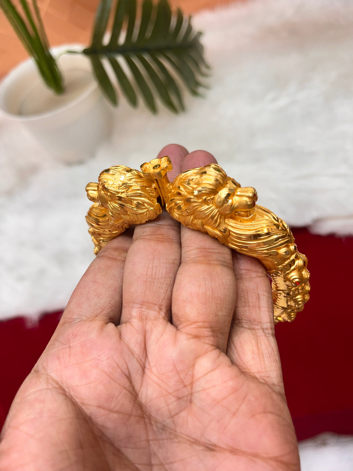 One gram gold plated tiger rajwadi kada