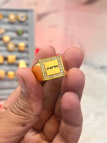 one gram gold plated ram ji ring glosy finishing