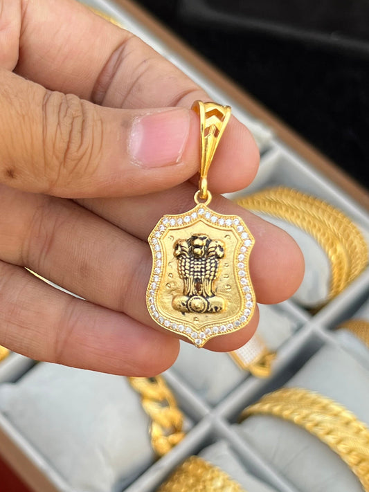 one gram gold plated ashok stumb design pandent