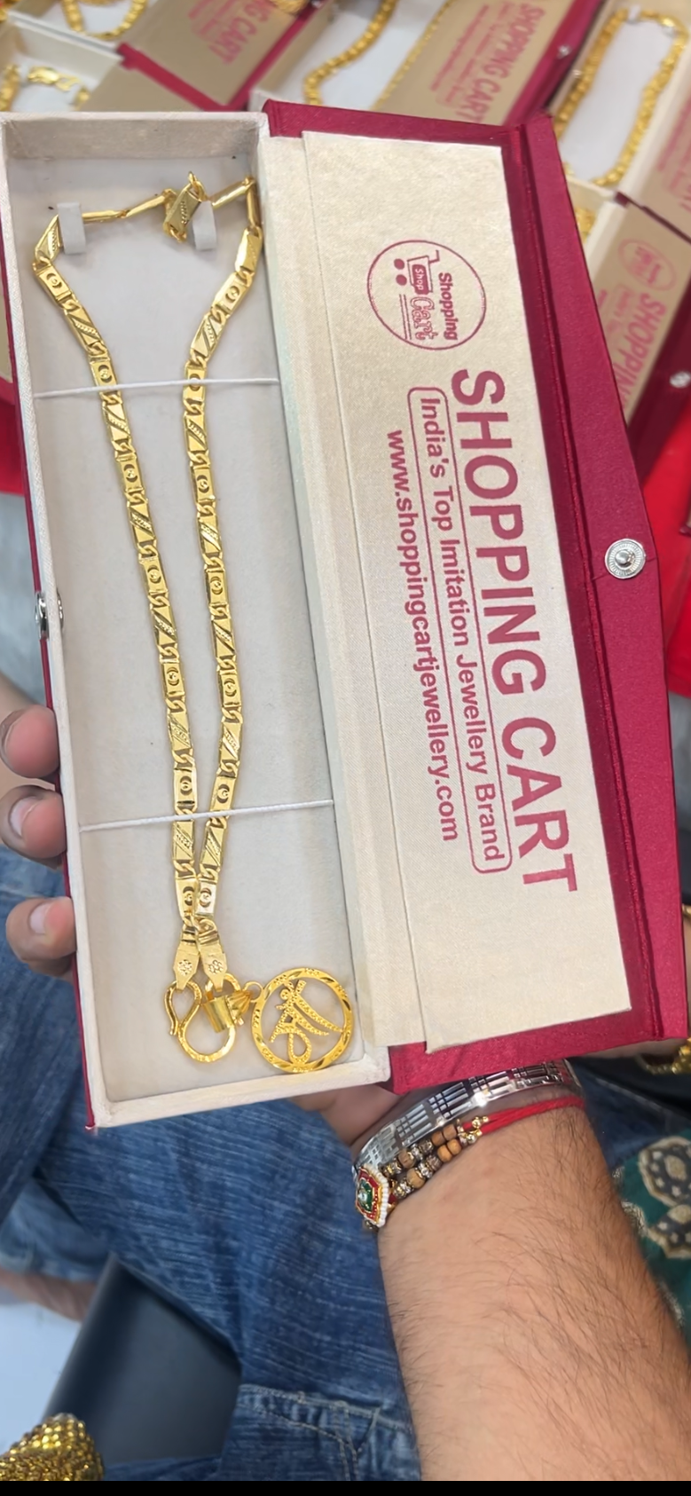 One gram gold plated navabi chain with maa pandent