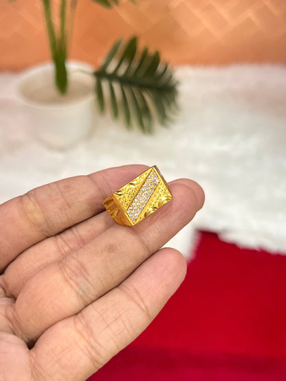 One gram gold plated cross daimond ring