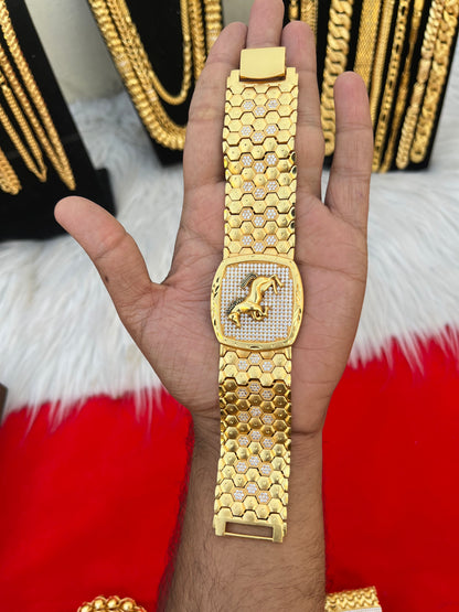 one gram gold plated horse design big bracelet
