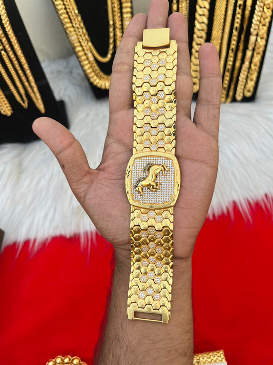 one gram gold plated horse design big bracelet