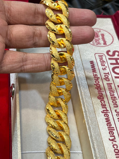 One gram gold plated cuban design bracelet