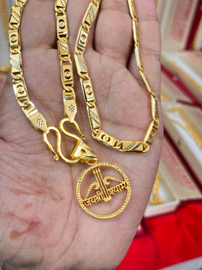 One gram gold plated navabi chain with jai shree syam pandent