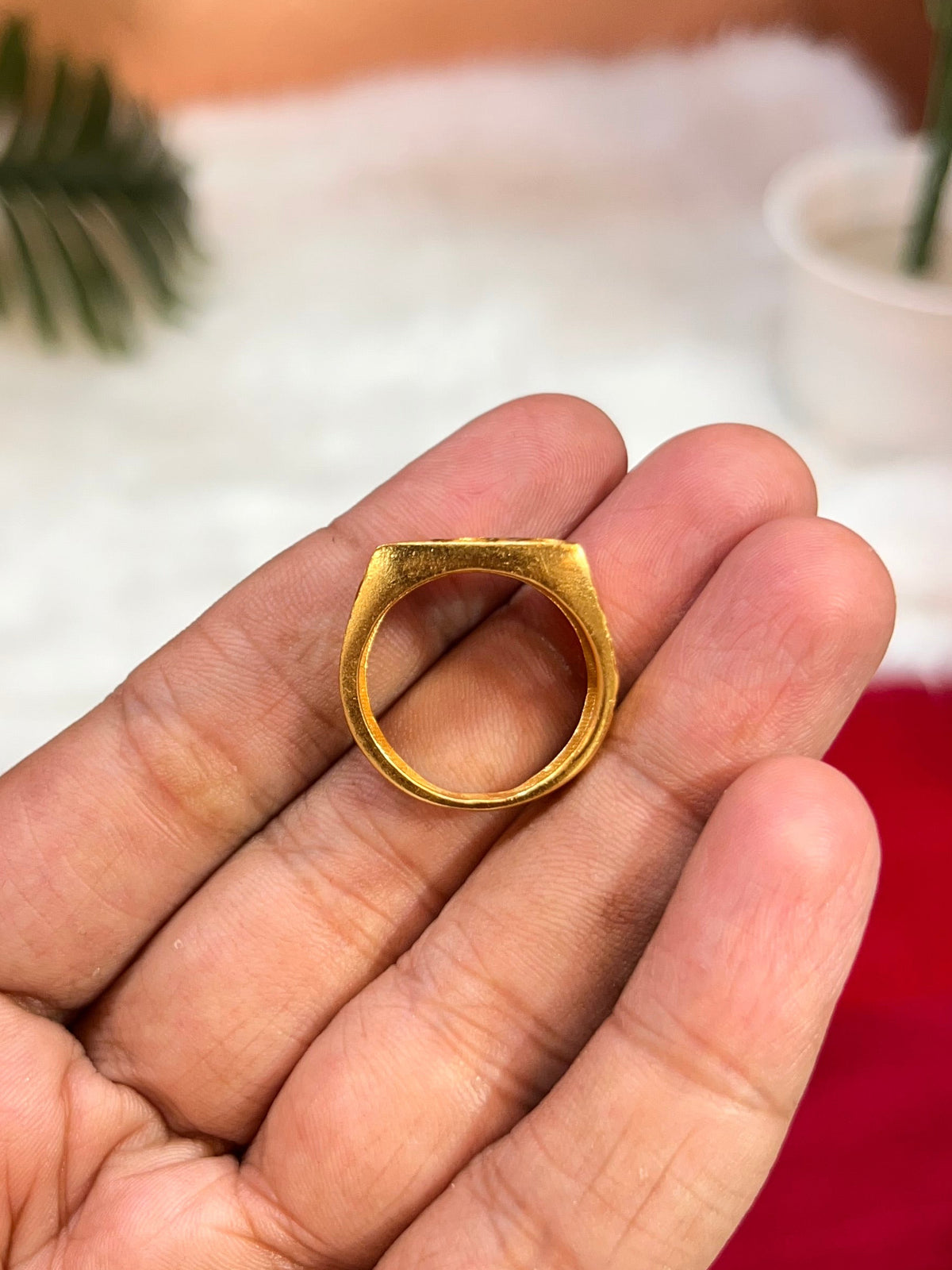 One gram gold plated cross daimond ring