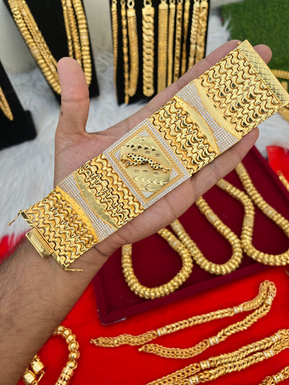 one gram gold plated heavy jeguar bracelet
