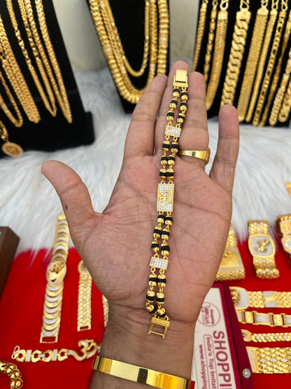 one gram gold plated rudhraksh om bracelet