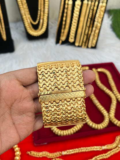 one gram gold plated om big heavy bracelet