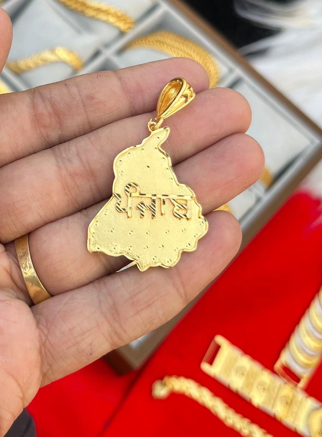 one gram gold plated punjab map design pandent