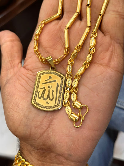 one gram gold pipe new chain with allah design pandent
