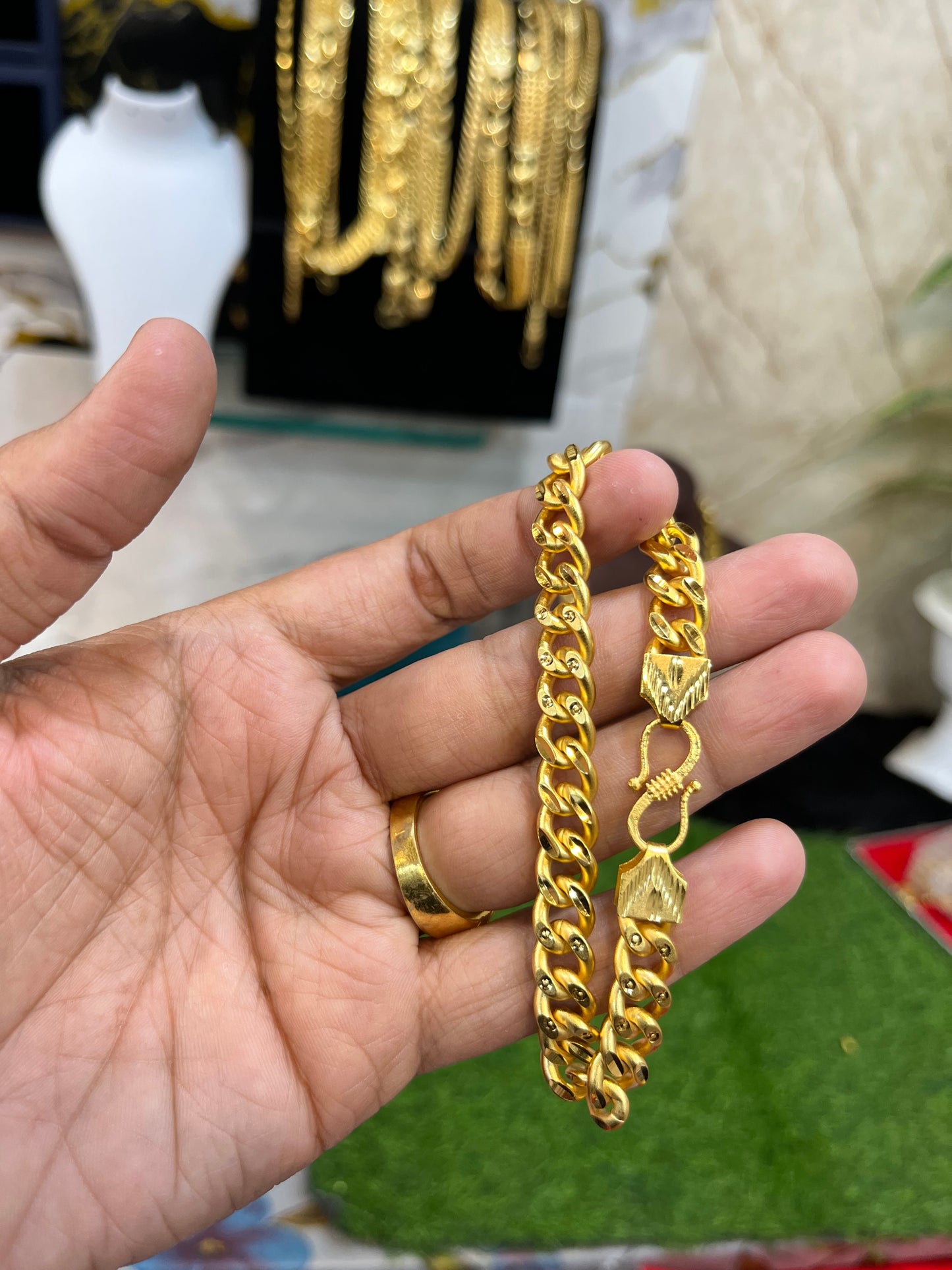 one gram gold plated sachin design bracelet