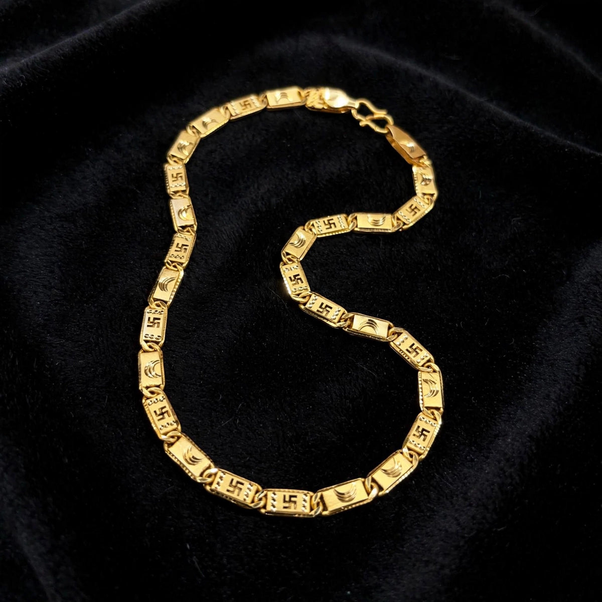 One gram gold plated swastik design navabi chain