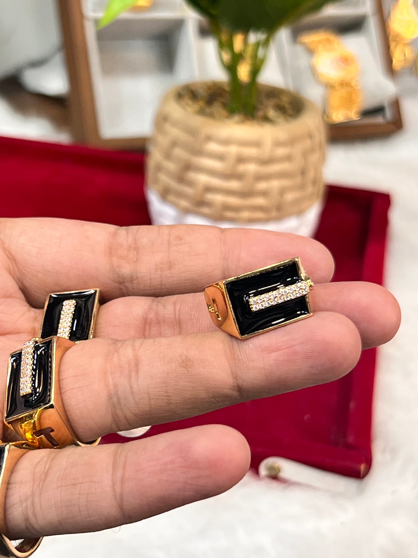 Rose gold plated premium stone ring
