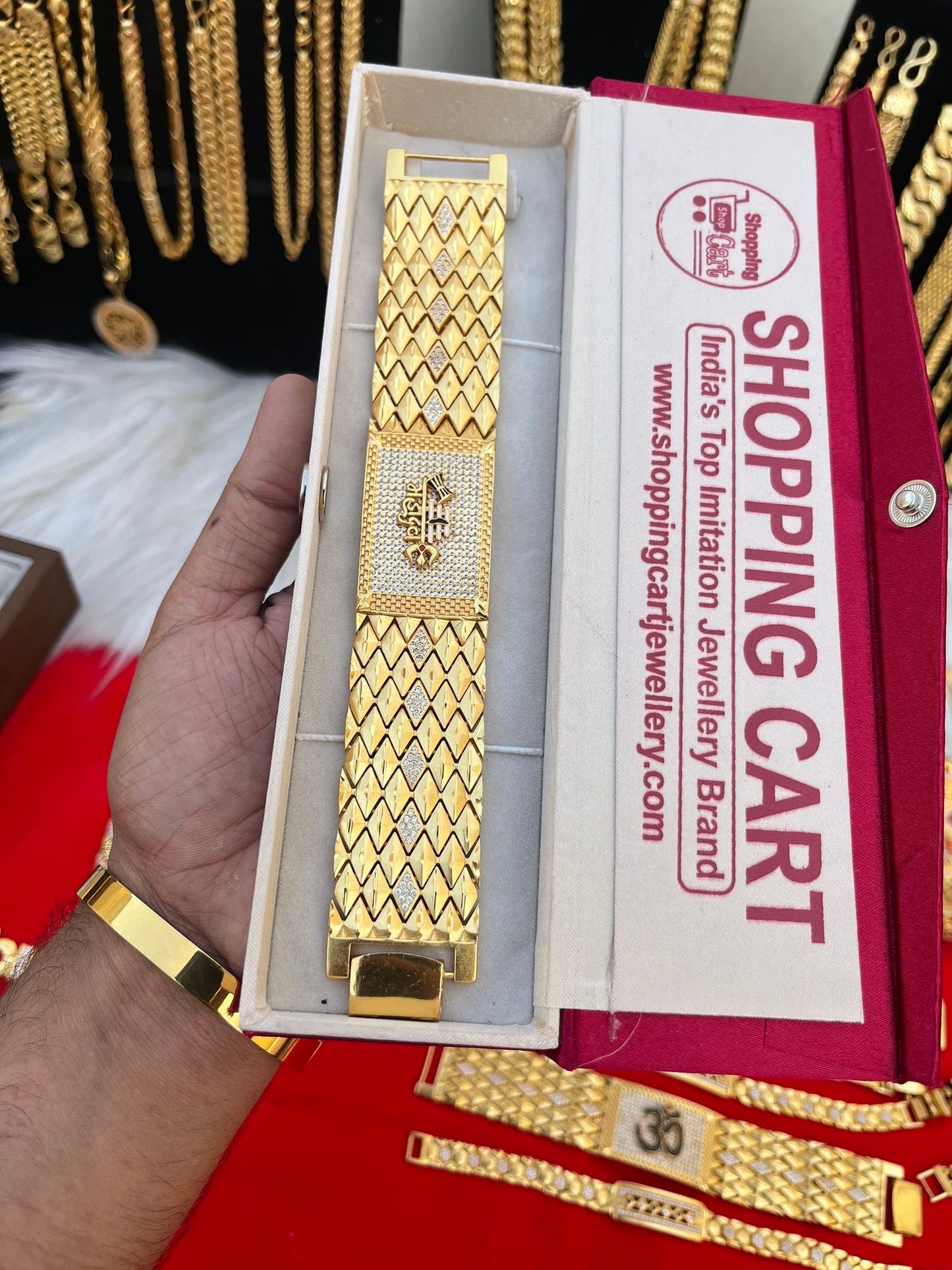 one gram gold plated mahadev ji big bracelet