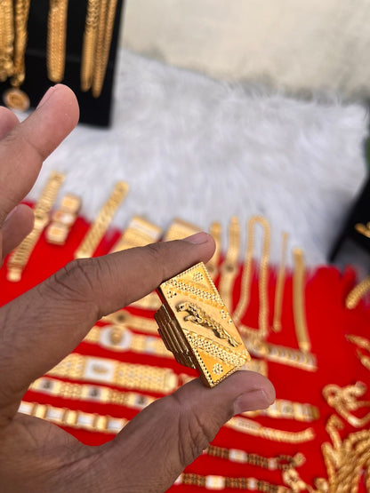 one gram gold plated long jeguar design ring